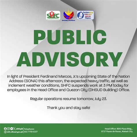 Public Advisory: Temporary Closure of Santiago (Robinsons .
